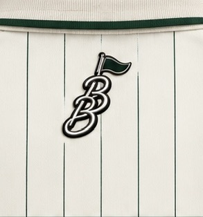 Cream with green stripe Brown Bobs polo