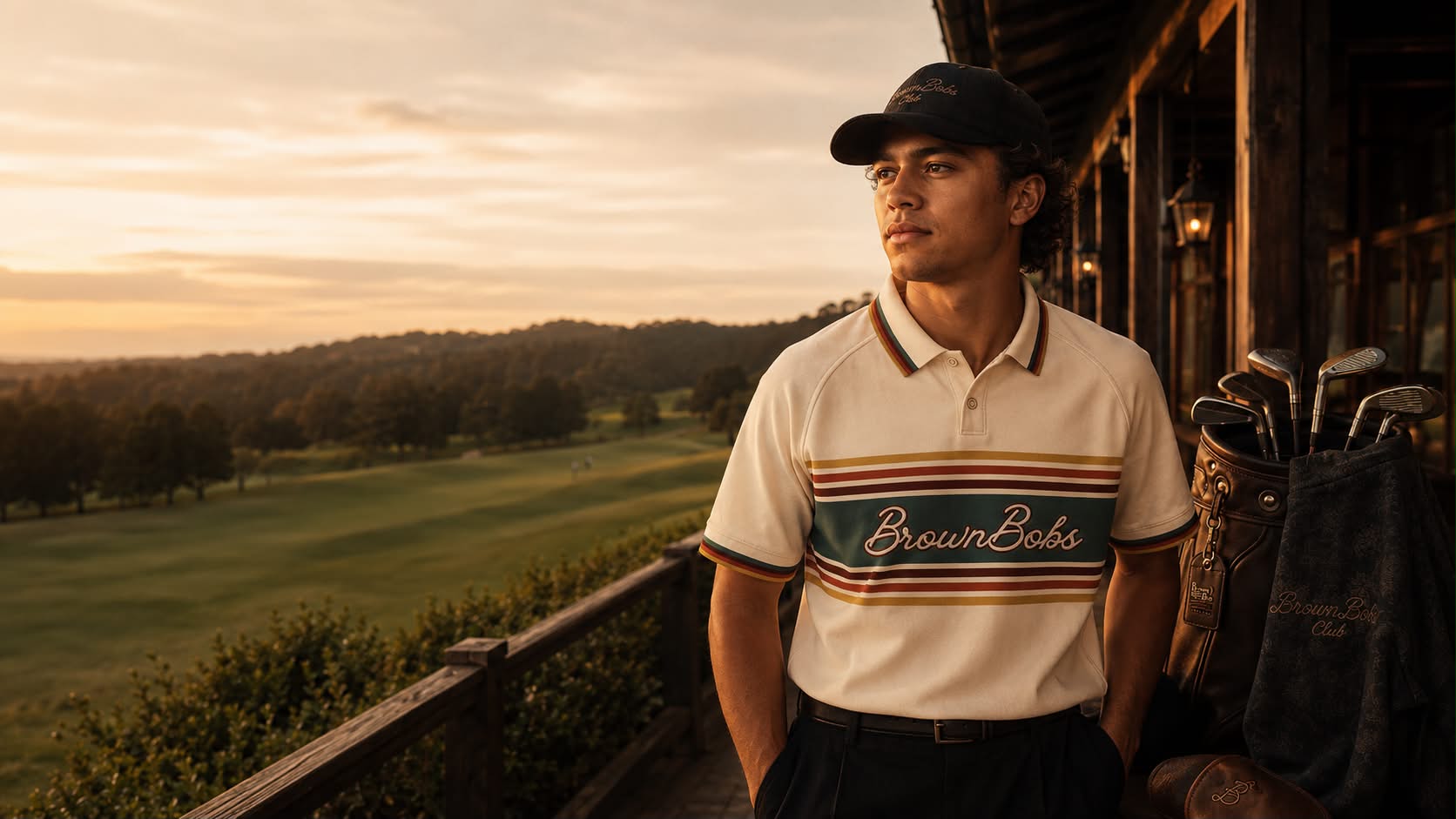 Golfer at sunset